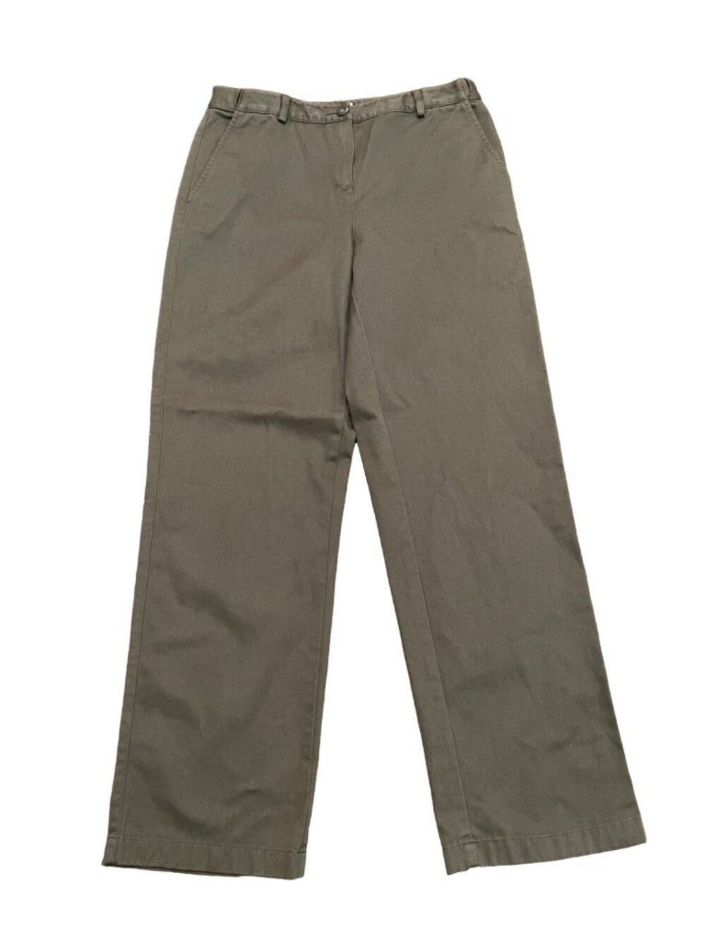 L.L.Bean Classic Fit Green Flat Front Chino Pants Khaki Twill Business Office 8